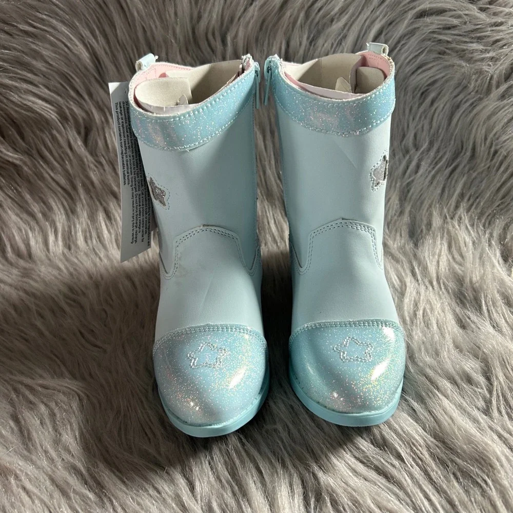 Ground Up Bluey Cowgirl Girls Size‎ 12 Blue Light Up Shoes Side Zip Pull On